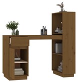 VidaXL Bureau 110x53x117 cm massief grenenhout honingbruin