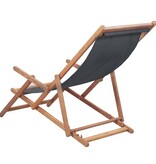 VidaXL Strandstoel inklapbaar stof en houten frame grijs