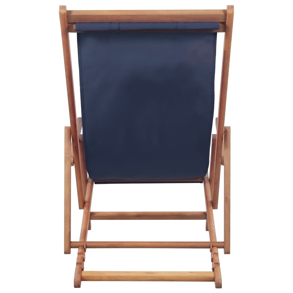 VidaXL Strandstoel inklapbaar stof en houten frame blauw