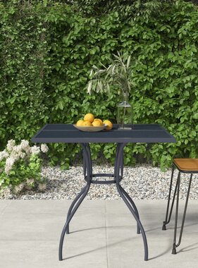 vidaXL Tuintafel 80x80x72,5 cm staal gaas antracietkleurig