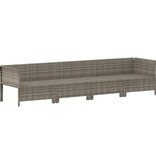 vidaXL 4-delige Loungeset met kussens poly rattan grijs