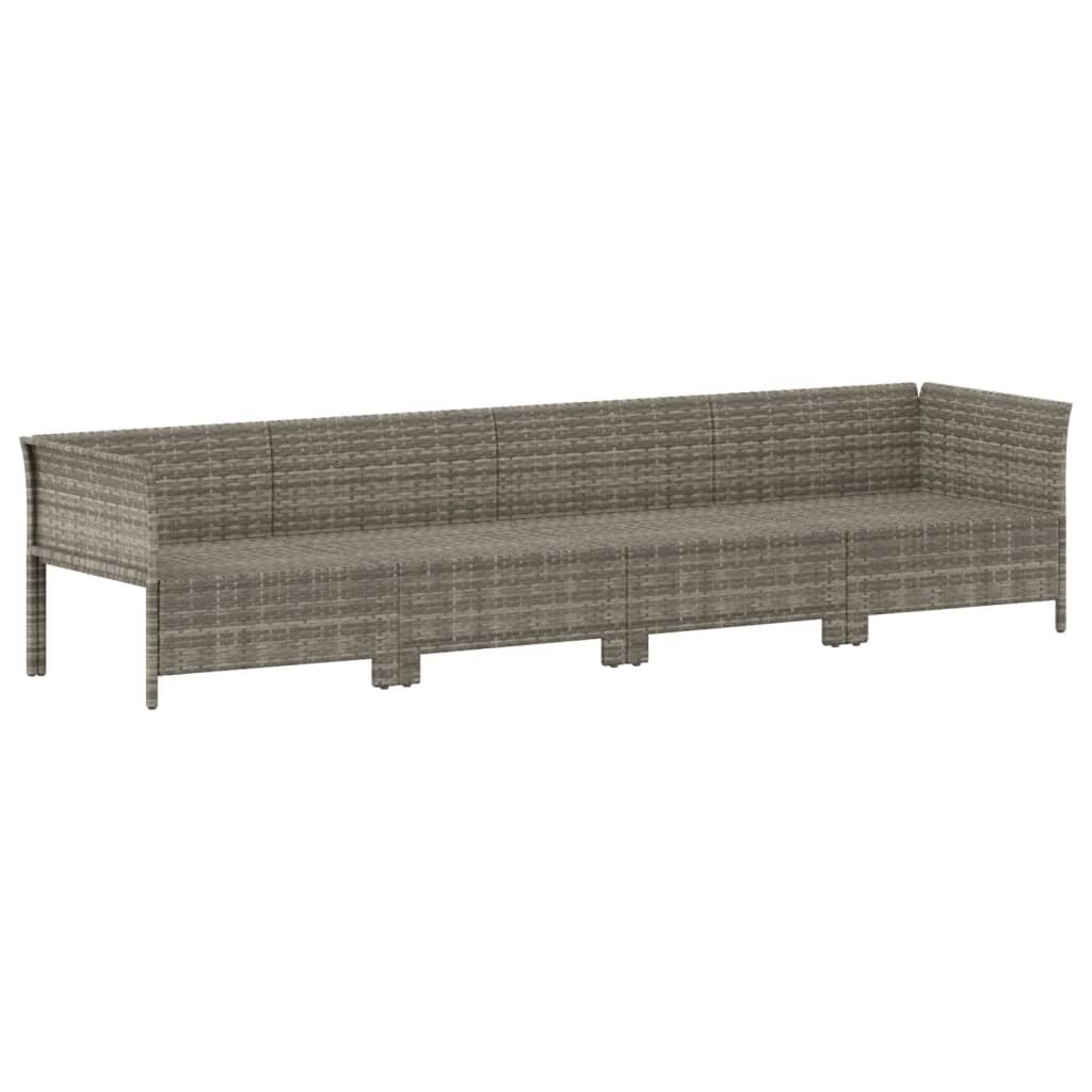 vidaXL 4-delige Loungeset met kussens poly rattan grijs