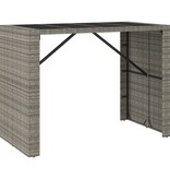 vidaXL Bartafel met glazen blad 145x80x110 cm poly rattan grijs