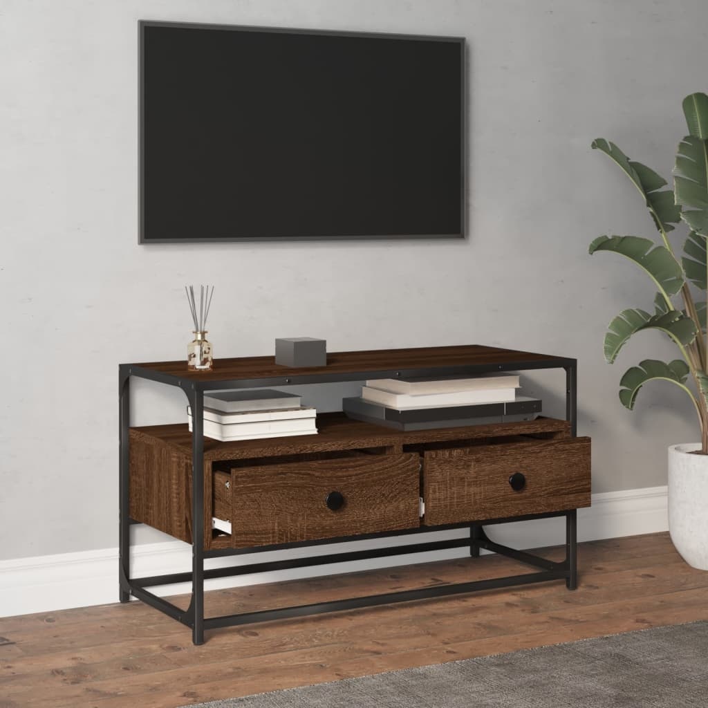 vidaXL Tv-meubel 80x35x45 cm bewerkt hout bruineikenkleurig