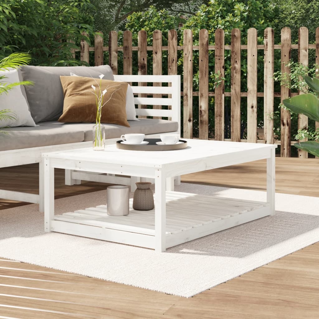 vidaXL Tuintafel 121x82,5x45 cm massief grenenhout wit