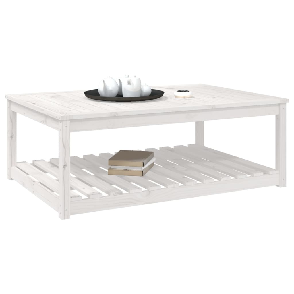 vidaXL Tuintafel 121x82,5x45 cm massief grenenhout wit