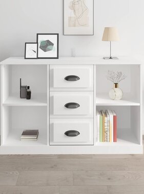 VidaXL Dressoir 104,5x35,5x67,5 cm bewerkt hout hoogglans wit
