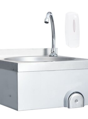 VidaXL Wasbak met kraan en zeepdispenser roestvrij staal