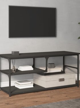 vidaXL Tv-meubel 103x38x46,5 cm bewerkt hout en staal zwart