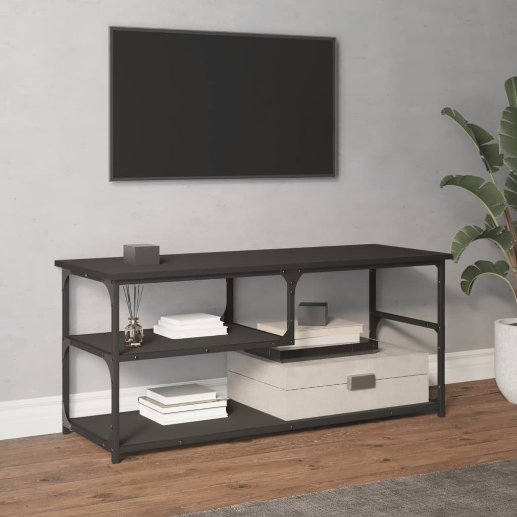 vidaXL Tv-meubel 103x38x46,5 cm bewerkt hout en staal zwart