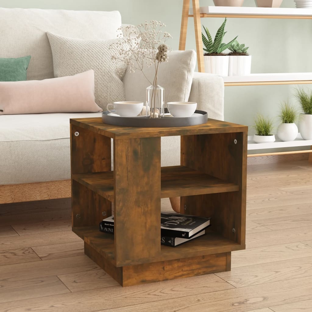 VidaXL Salontafel 40x40x43 cm bewerkt hout gerookt eikenkleurig