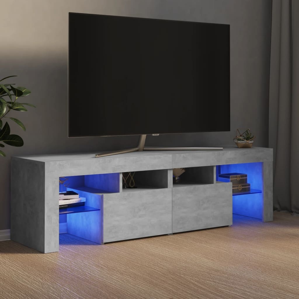 VidaXL Tv-meubel met LED-verlichting 140x36,5x40 cm betongrijs
