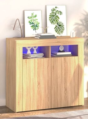 VidaXL Dressoir met LED-verlichting 80x35x75 cm sonoma eikenkleurig