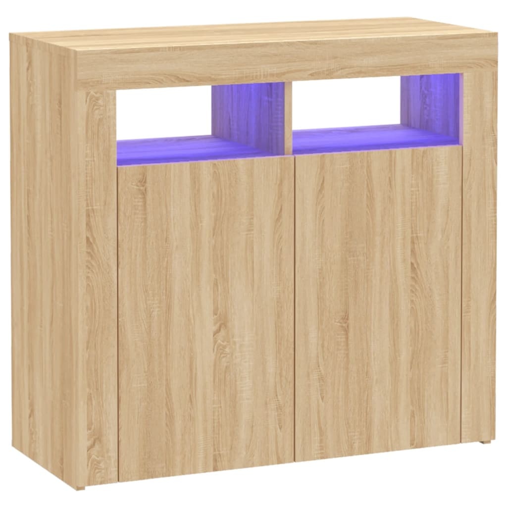 VidaXL Dressoir met LED-verlichting 80x35x75 cm sonoma eikenkleurig