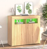 VidaXL Dressoir met LED-verlichting 80x35x75 cm sonoma eikenkleurig