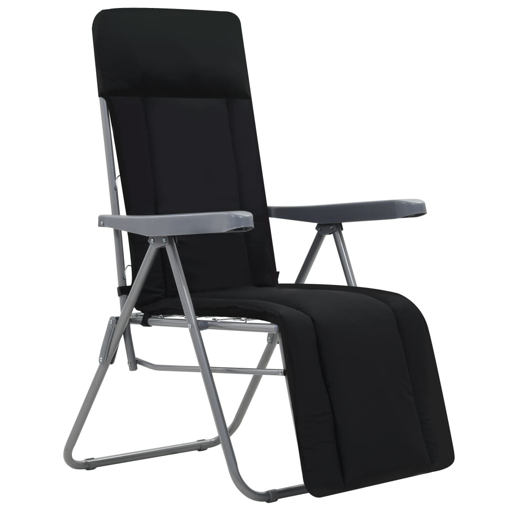 VidaXL Tuinstoelen met kussen inklapbaar 2 st zwart