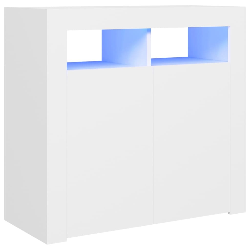 vidaXL Dressoir met LED-verlichting 80x35x75 cm wit