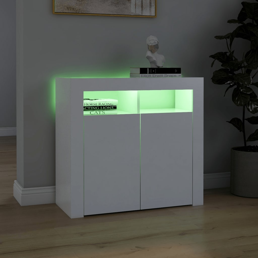 VidaXL Dressoir met LED-verlichting 80x35x75 cm wit