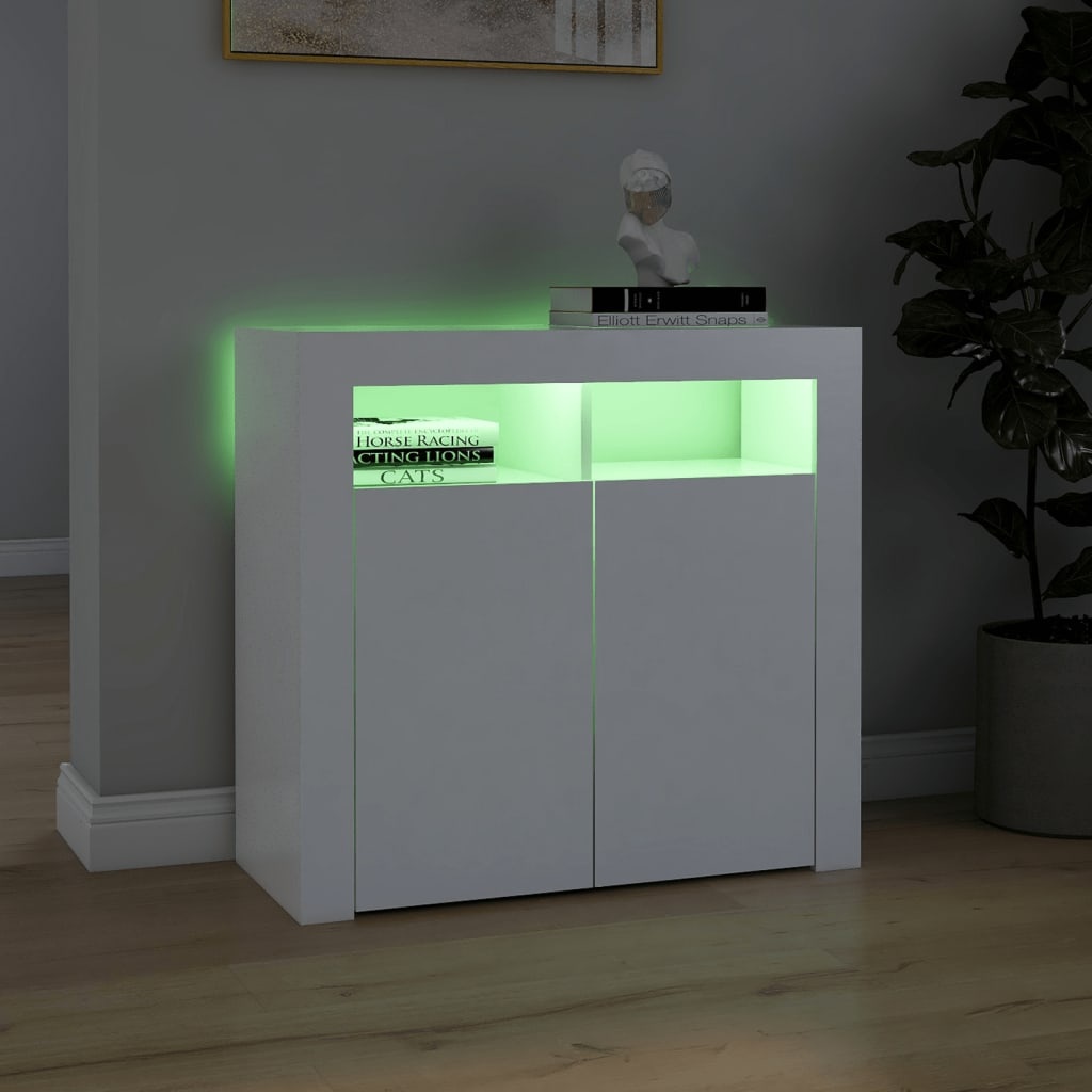 vidaXL Dressoir met LED-verlichting 80x35x75 cm wit