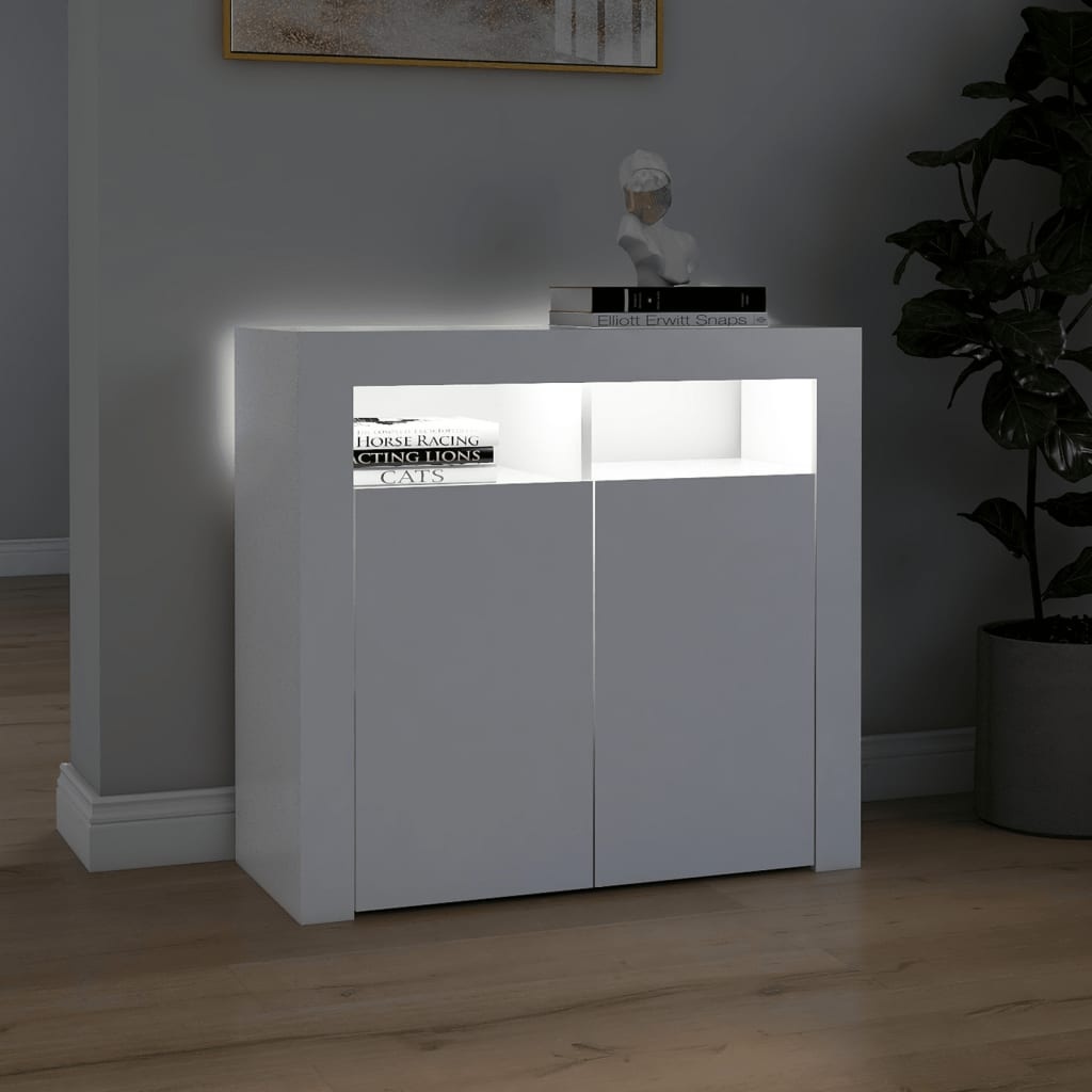 vidaXL Dressoir met LED-verlichting 80x35x75 cm wit