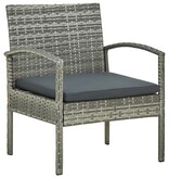 VidaXL Tuinstoel met kussen poly rattan grijs