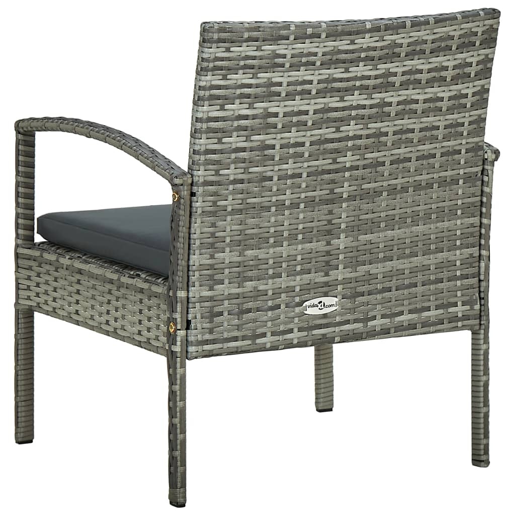 VidaXL Tuinstoel met kussen poly rattan grijs
