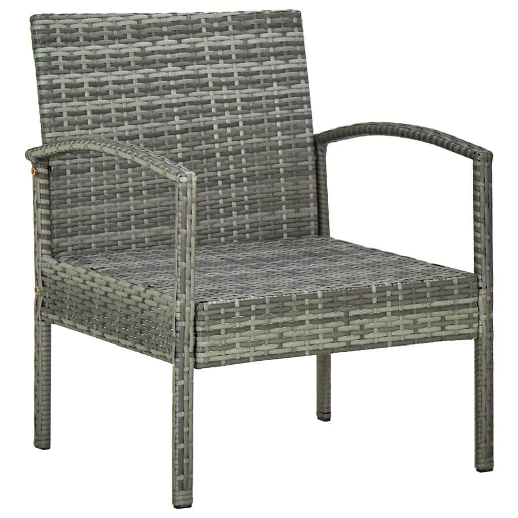 VidaXL Tuinstoel met kussen poly rattan grijs