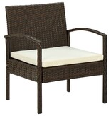 VidaXL Tuinstoel met kussen poly rattan bruin