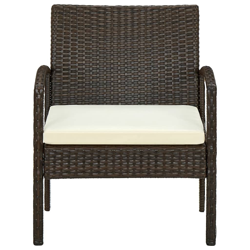 VidaXL Tuinstoel met kussen poly rattan bruin