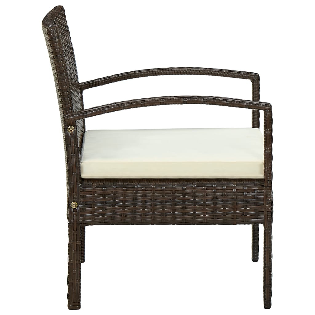 VidaXL Tuinstoel met kussen poly rattan bruin
