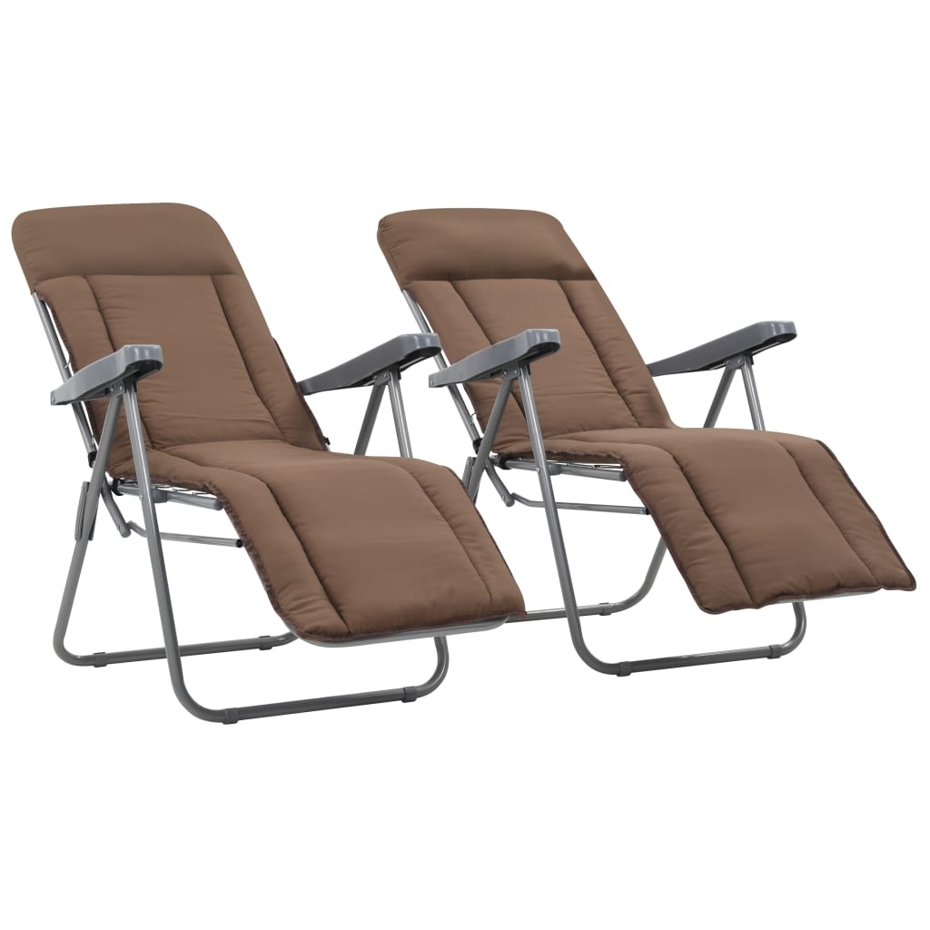 VidaXL Tuinstoelen met kussen inklapbaar 2 st bruin