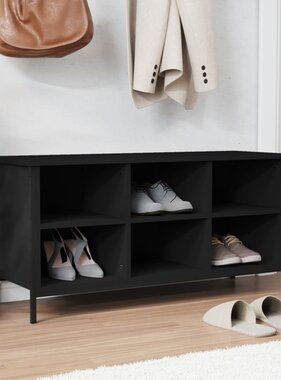 Schoenenkast 100x35x50 cm bewerkt hout zwart