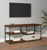 Tv-meubel 103x38x46,5 cm bewerkt hout staal bruineikenkleurig