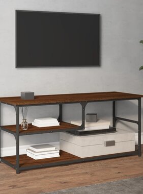 Tv-meubel 103x38x46,5 cm bewerkt hout staal bruineikenkleurig
