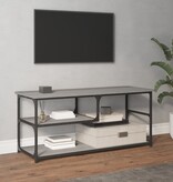 Tv-meubel 103x38x46,5 cm en bewerkt hout staal grijs sonoma