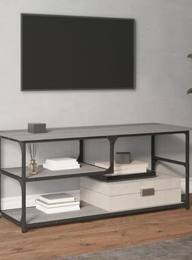 Tv-meubel 103x38x46,5 cm en bewerkt hout staal grijs sonoma