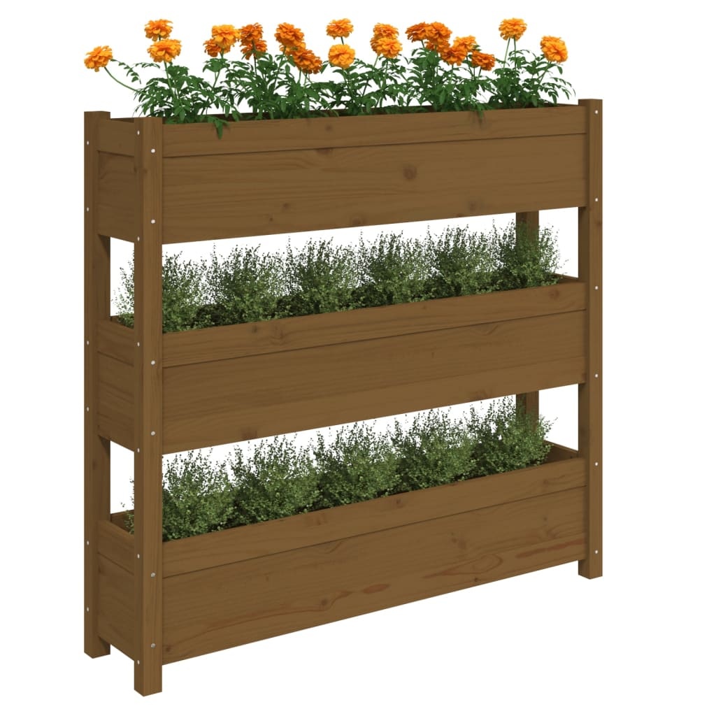 VidaXL Plantenbak 112x25x104,5 cm massief grenenhout honingbruin