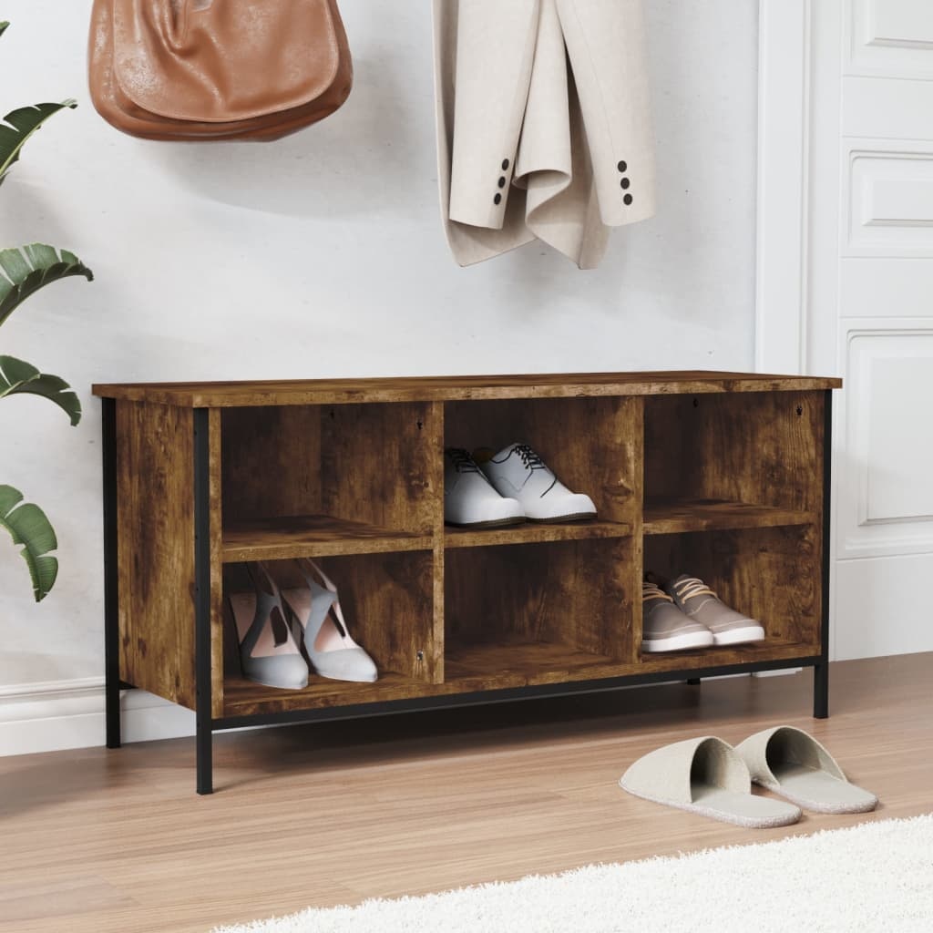 VidaXL Schoenenkast 100x35x50 cm bewerkt hout gerookt eikenkleurig