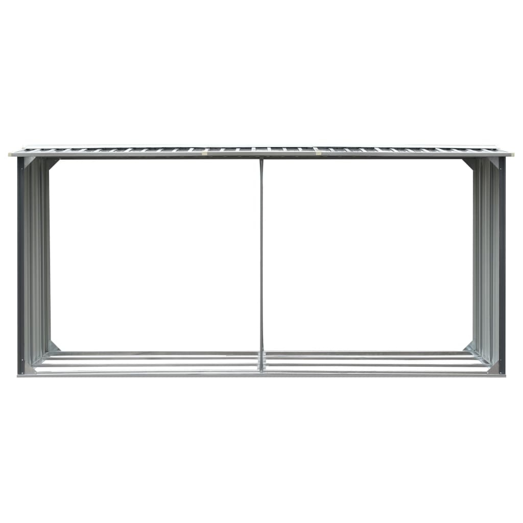 vidaXL Haardhoutschuur 330x92x153 cm gegalvaniseerd staal grijs