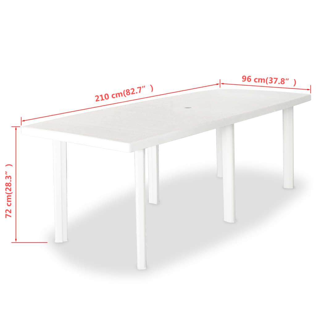 vidaXL Tuintafel 210x96x72 cm kunststof wit