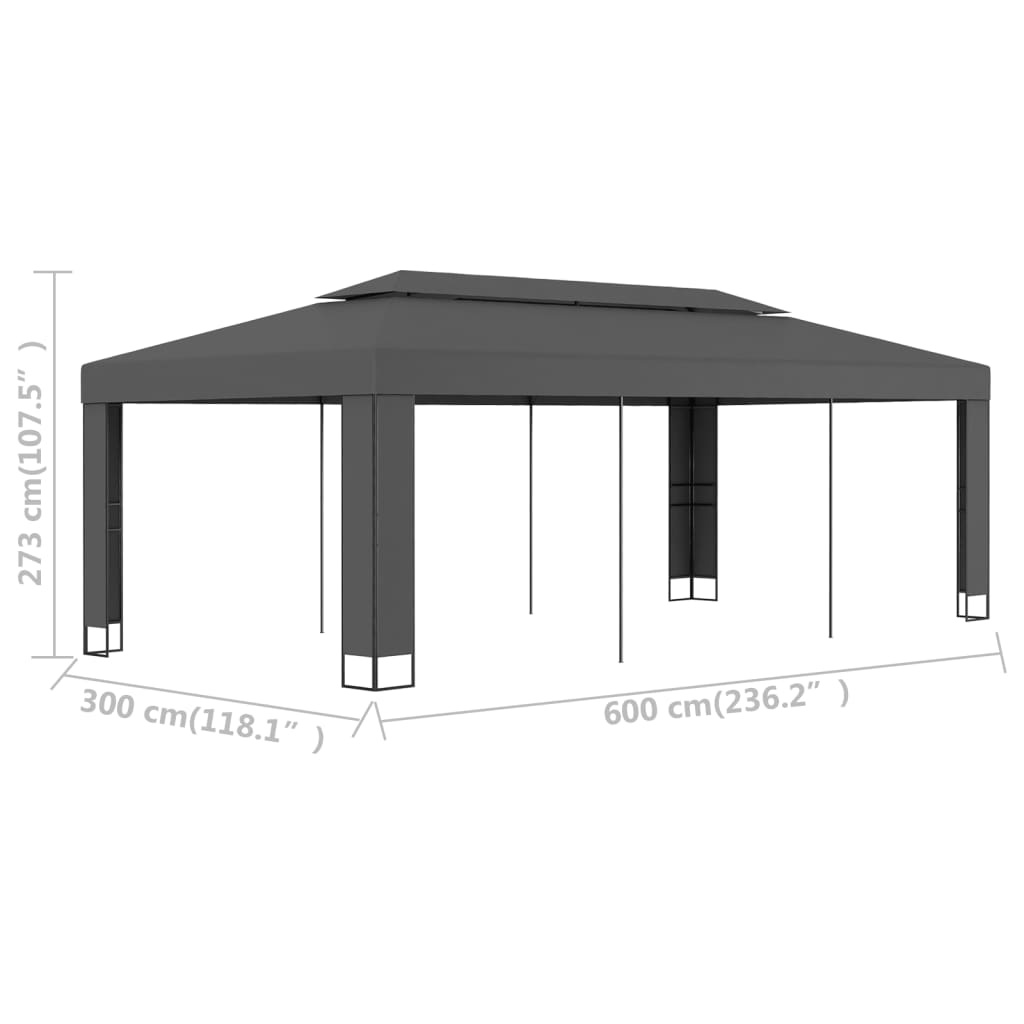 vidaXL Prieel met dubbel dak 3x6 m antraciet