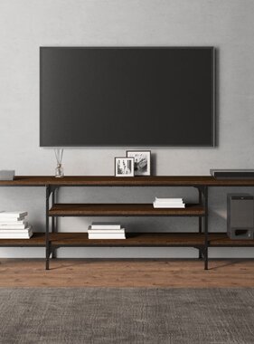 vidaXL Tv-meubel 161x35x45 cm bewerkt hout en ijzer bruineikenkleurig