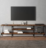 vidaXL Tv-meubel 161x35x45 cm bewerkt hout en ijzer gerookt eikenkleur