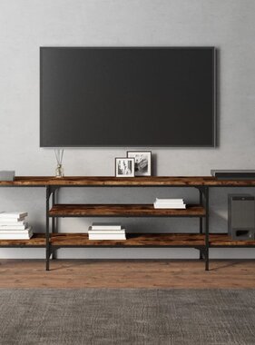 vidaXL Tv-meubel 161x35x45 cm bewerkt hout en ijzer gerookt eikenkleur