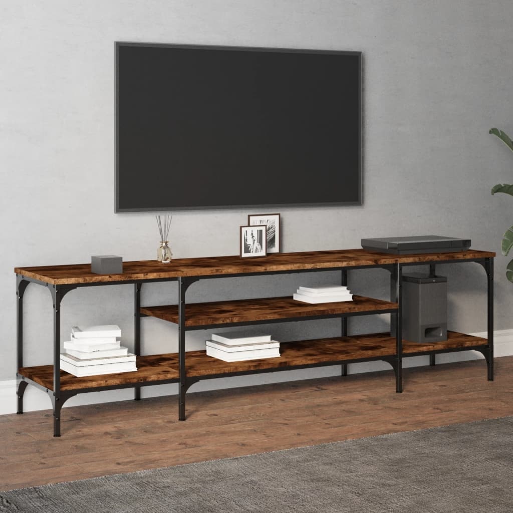 vidaXL Tv-meubel 161x35x45 cm bewerkt hout en ijzer gerookt eikenkleur