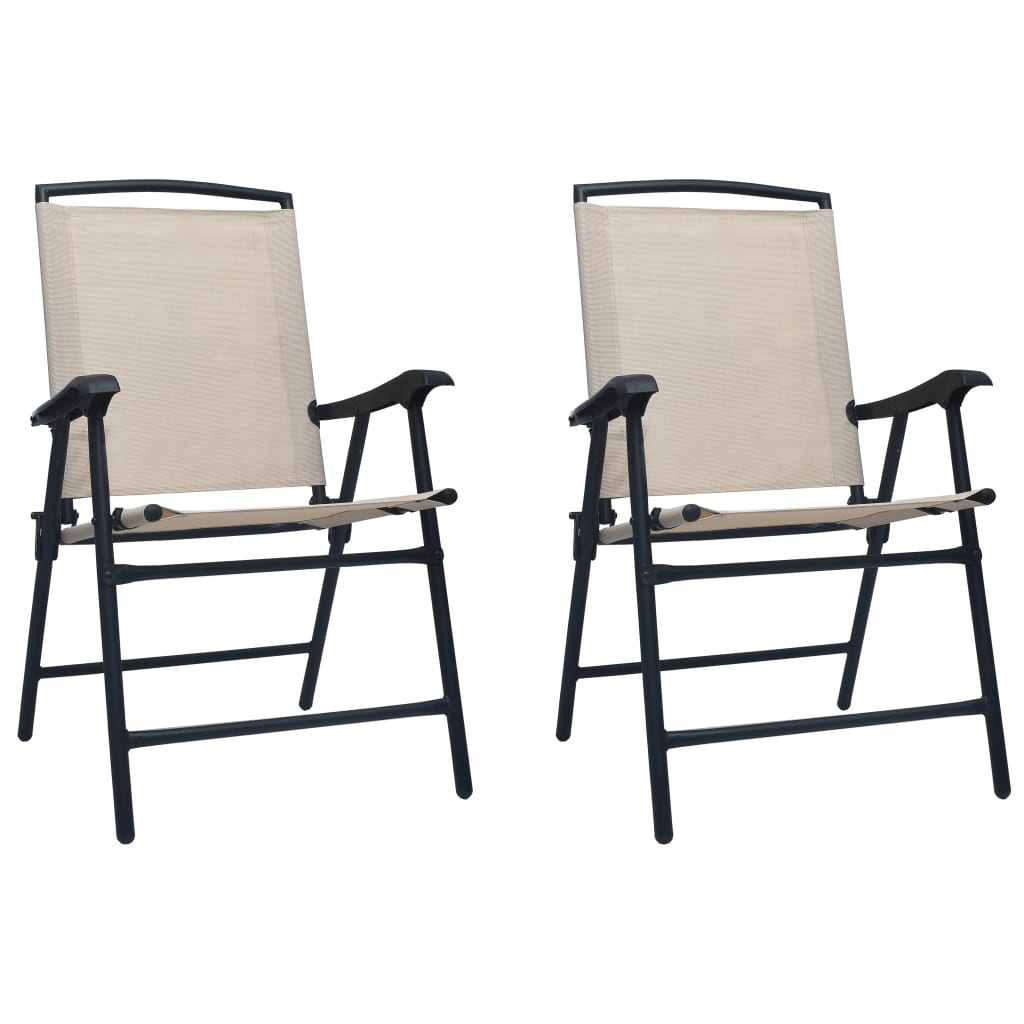 VidaXL Tuinstoelen inklapbaar 2 st textileen crème