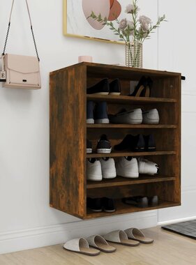 VidaXL Schoenenkast 60x35x70 cm bewerkt hout gerookt eikenkleurig