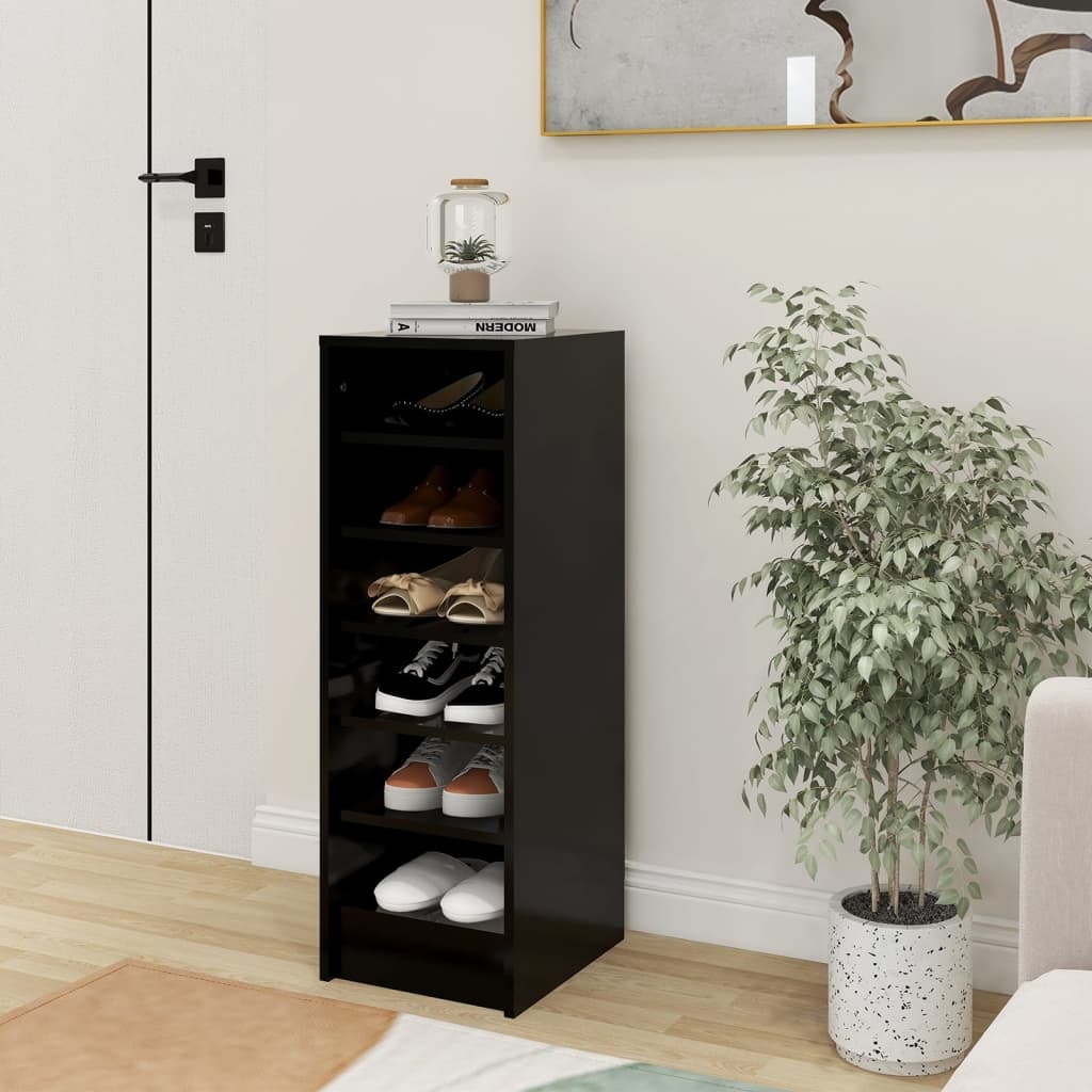 VidaXL Schoenenkast 31,5x35x90 cm spaanplaat zwart