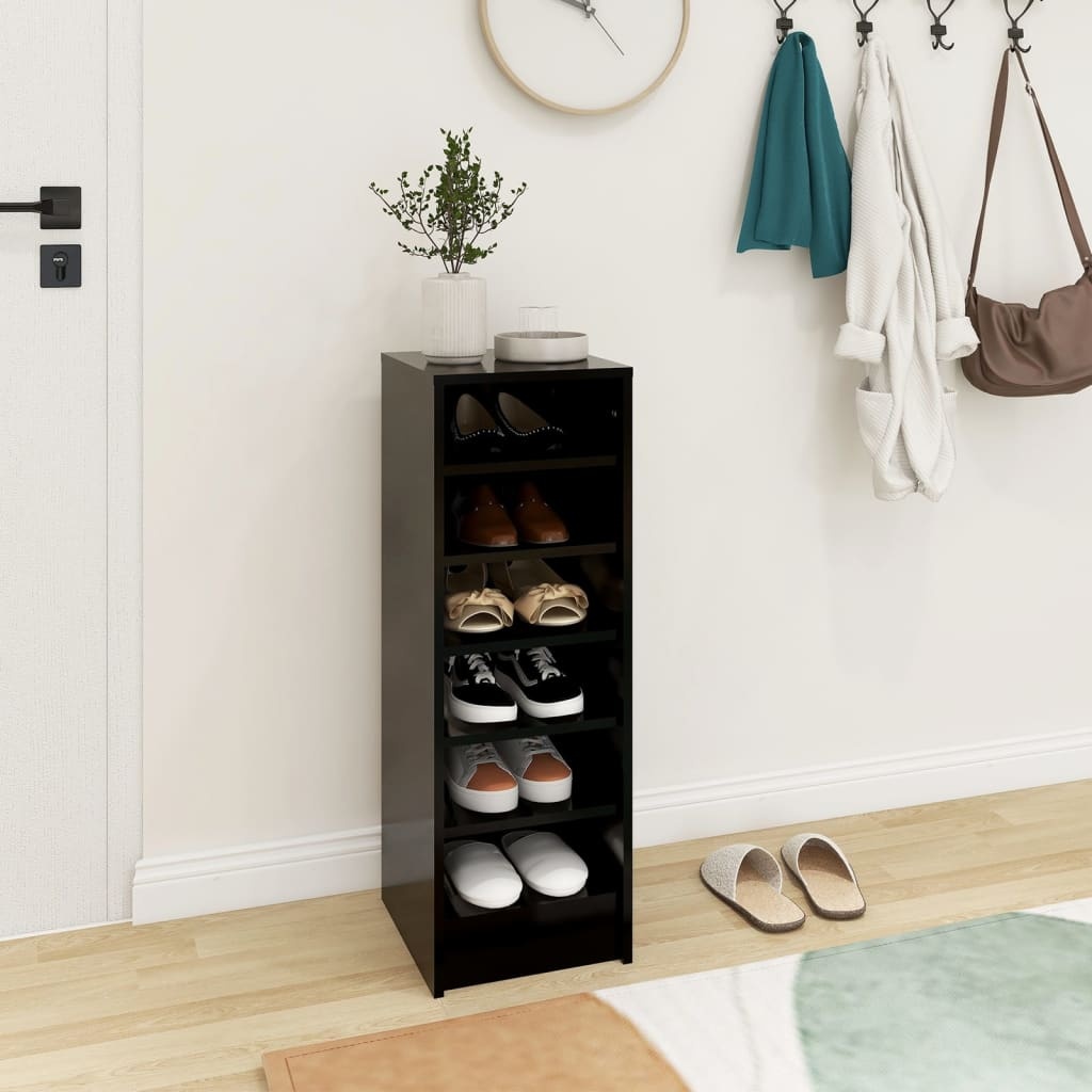 VidaXL Schoenenkast 31,5x35x90 cm spaanplaat zwart