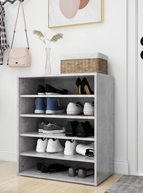 VidaXL Schoenenkast 60x35x70 cm spaanplaat betongrijs